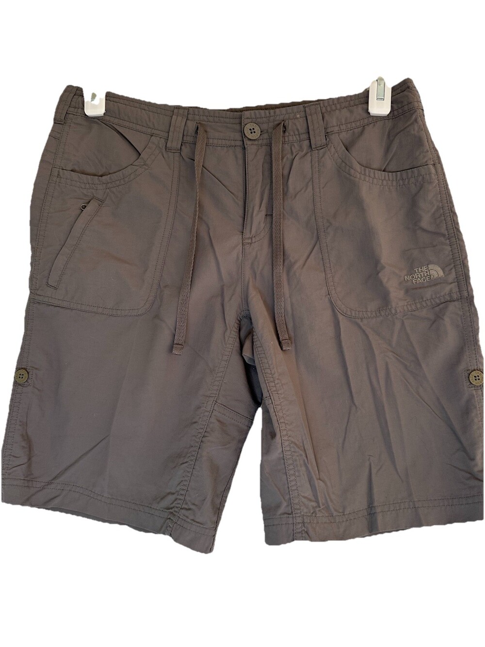 The North Face Size 10 Womens Gray Zip Fly Pocket Drawstring Outdoor Shorts